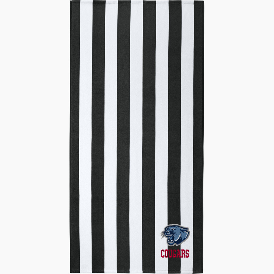 CROW HIGH SCHOOL Cougars Online Store <span class="pdp-name-mascot">CROW COUGARS</span> Port Authority Value Cabana Stripe Beach Towel