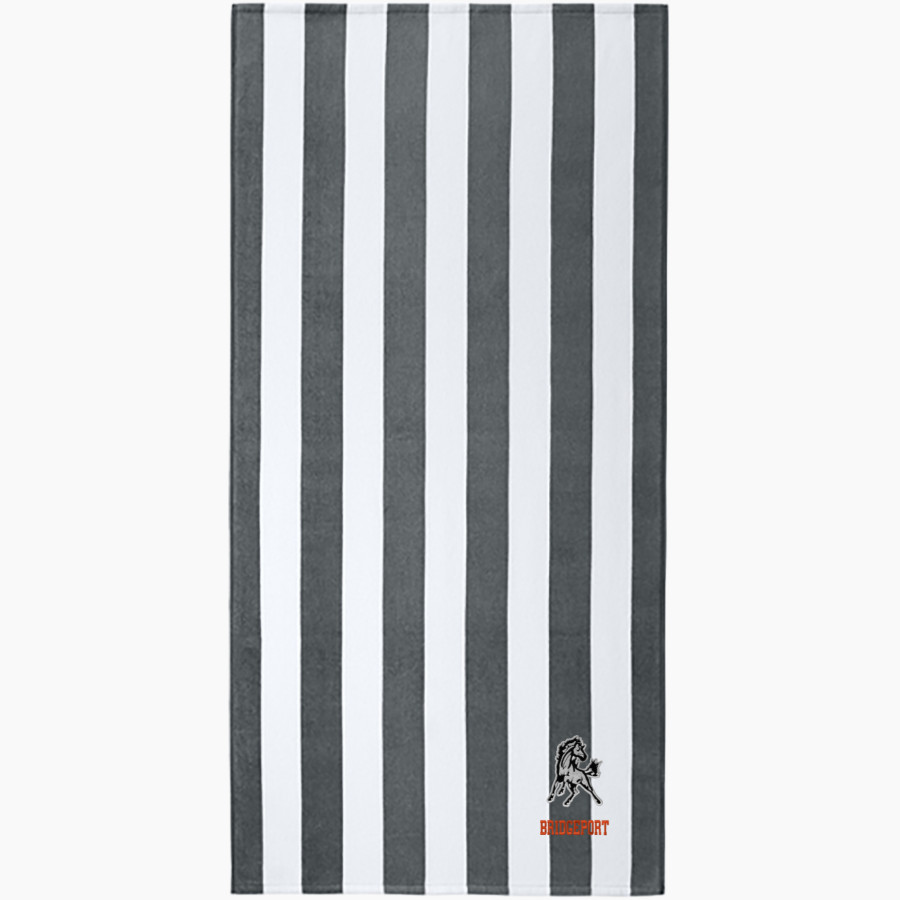 BRIDGEPORT HIGH SCHOOL MUSTANGS & FILLIES <span class="pdp-name-mascot">BRIDGEPORT MUSTANGS</span> Port Authority Value Cabana Stripe Beach Towel