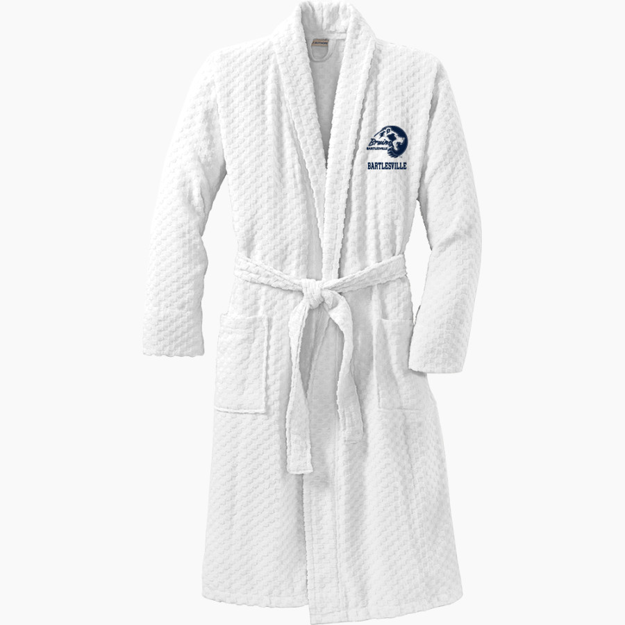 BARTLESVILLE HIGH SCHOOL BRUINS <span class="pdp-name-mascot">BARTLESVILLE BRUINS</span> Port Authority Men's Checkered Terry Shawl Collar Robe
