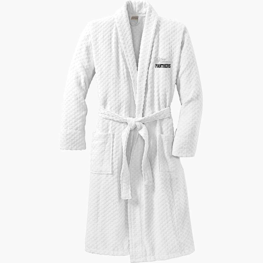 Zion Lutheran School Panthers Port Authority Men's Checkered Terry Shawl Collar Robe