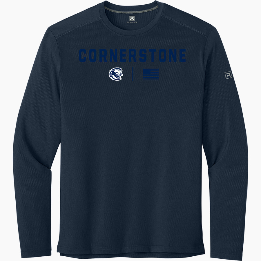 CORNERSTONE ACADEMY COUGARS <span class="pdp-name-mascot">CORNERSTONE COUGARS</span> Richardson Men's Clutch Long Sleeve Tee