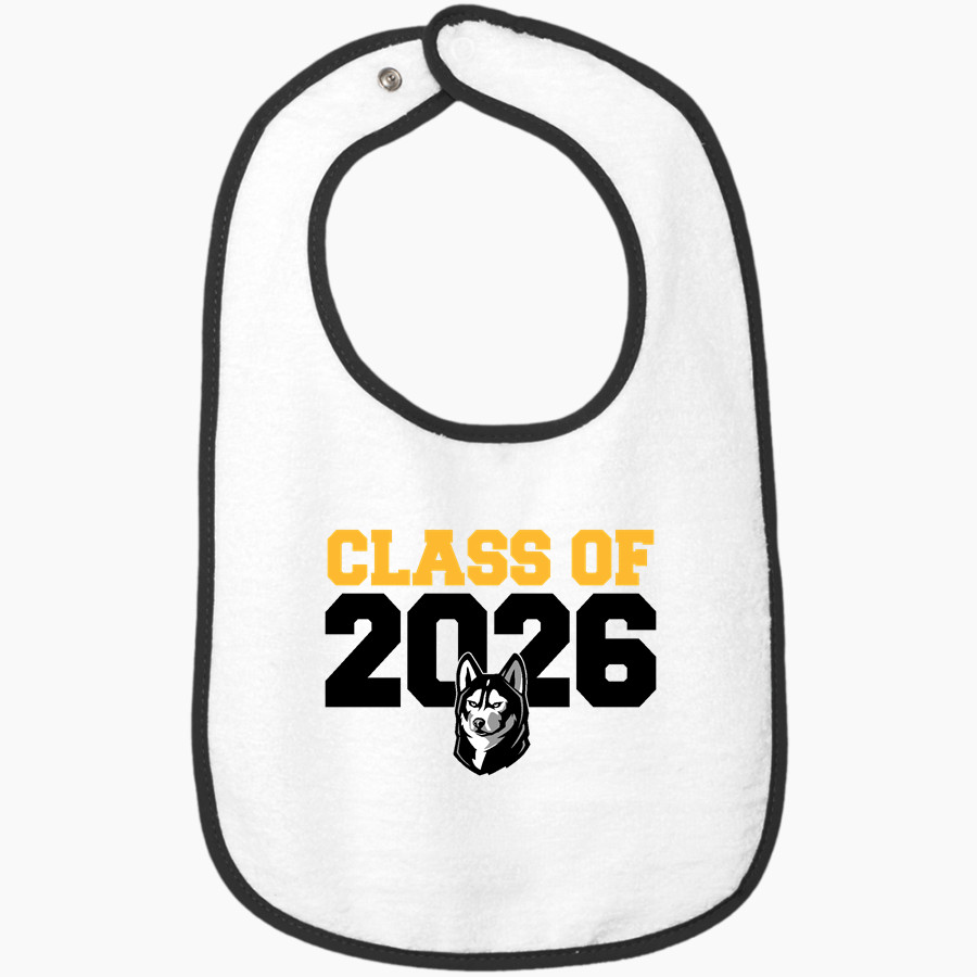 HIGHLAND HIGH SCHOOL HUSKIES <span class="pdp-name-mascot">HIGHLAND HUSKIES</span> Rabbit Skins Infant Contrast Trim Terry Bib