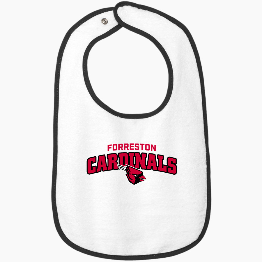 FORRESTON HIGH SCHOOL CARDINALS <span class="pdp-name-mascot">FORRESTON CARDINALS</span> Rabbit Skins Infant Contrast Trim Terry Bib