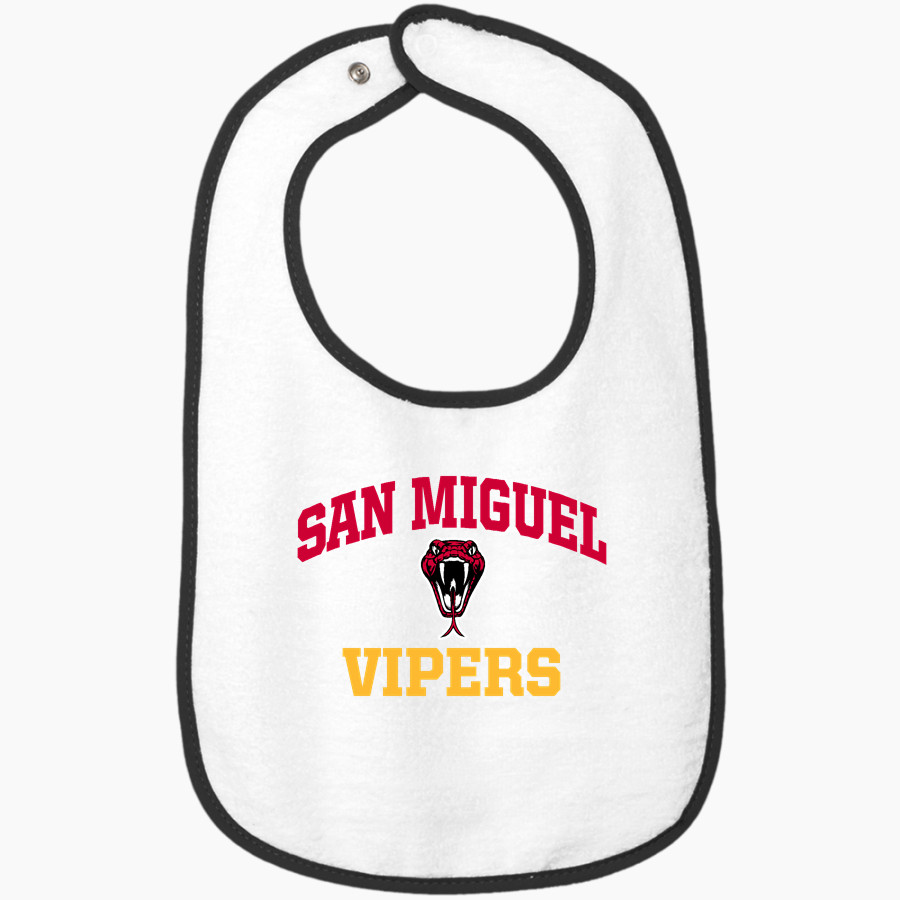 SAN MIGUEL HIGH SCHOOL VIPERS <span class="pdp-name-mascot">SAN MIGUEL VIPERS</span> Rabbit Skins Infant Contrast Trim Terry Bib