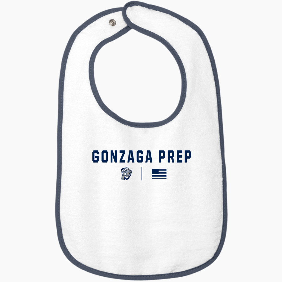 GONZAGA PREP SCHOOL BULLPUPS Rabbit Skins Infant Contrast Trim Terry Bib