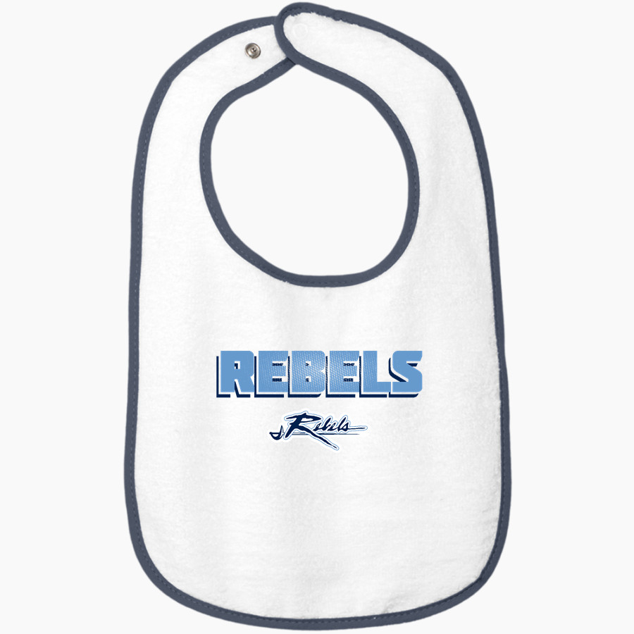 PATRICK HENRY HIGH SCHOOL REBELS <span class="pdp-name-mascot">PATRICK HENRY REBELS</span> Rabbit Skins Infant Contrast Trim Terry Bib