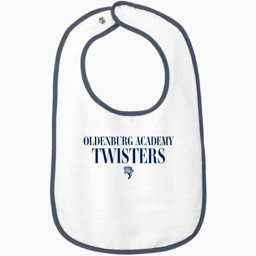 OLDENBURG ACADEMY TWISTERS Rabbit Skins Infant Contrast Trim Terry Bib