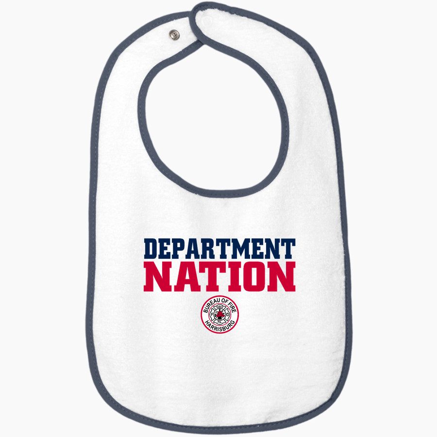Bureau Of Fire Harrisburg Department <span class="pdp-name-mascot">Bureau Of Fire Harrisburg Department</span> Rabbit Skins Infant Contrast Trim Terry Bib