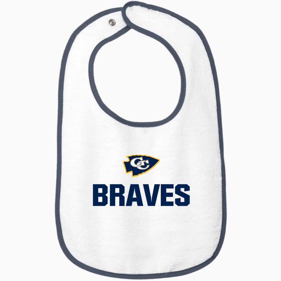 Grant County Braves The Official Online Store <span class="pdp-name-mascot">Grant County Braves</span> Rabbit Skins Infant Contrast Trim Terry Bib