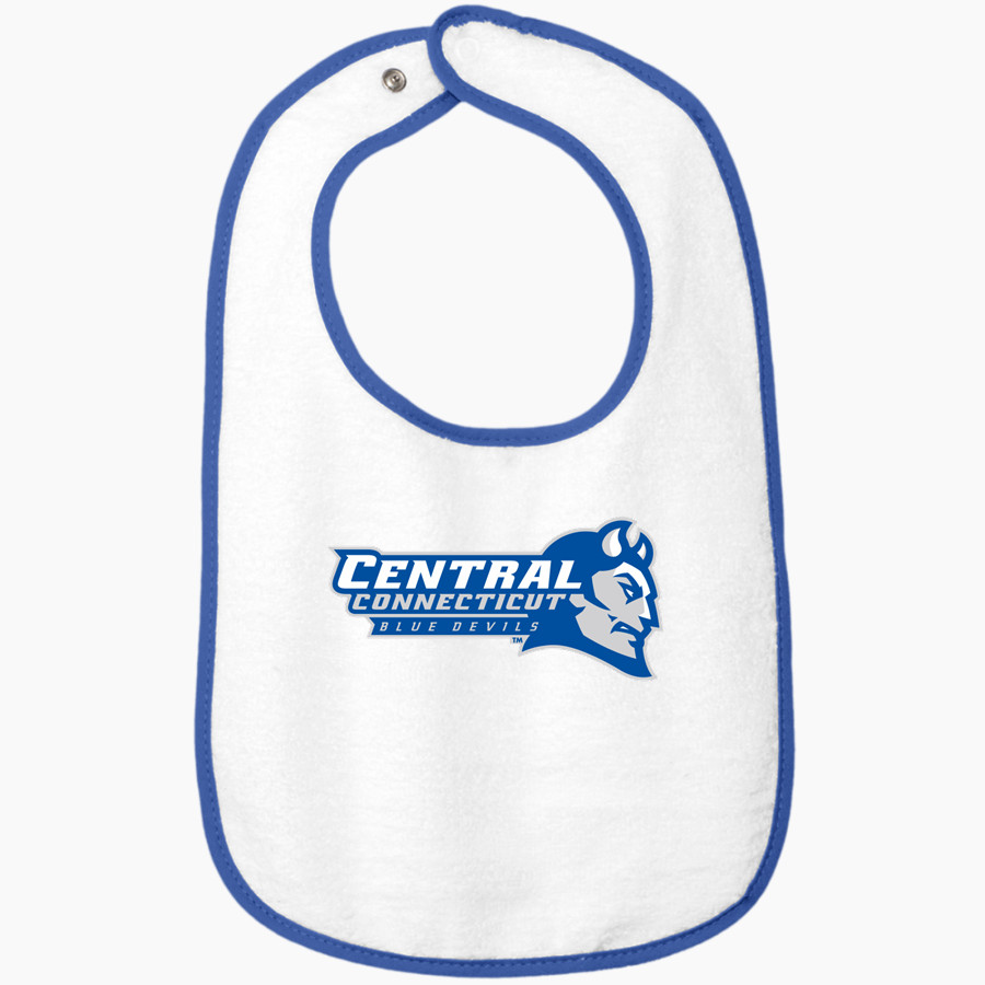 CCSU Blue Devils Rabbit Skins Infant Contrast Trim Terry Bib