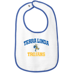 Terra Linda Trojans <span class="pdp-name-mascot">Terra Linda Trojans</span> Rabbit Skins Infant Contrast Trim Terry Bib Front Thumbnail