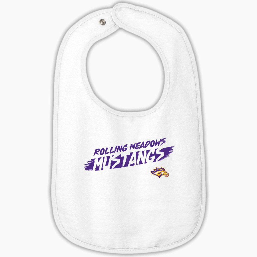 Rolling Meadows Mustangs <span class="pdp-name-mascot">Rolling Meadows High School Mustangs</span> Rabbit Skins Infant Contrast Trim Terry Bib