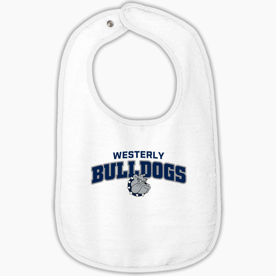 Westerly Bulldogs <span class="pdp-name-mascot">Westerly Bulldogs</span> Rabbit Skins Infant Contrast Trim Terry Bib