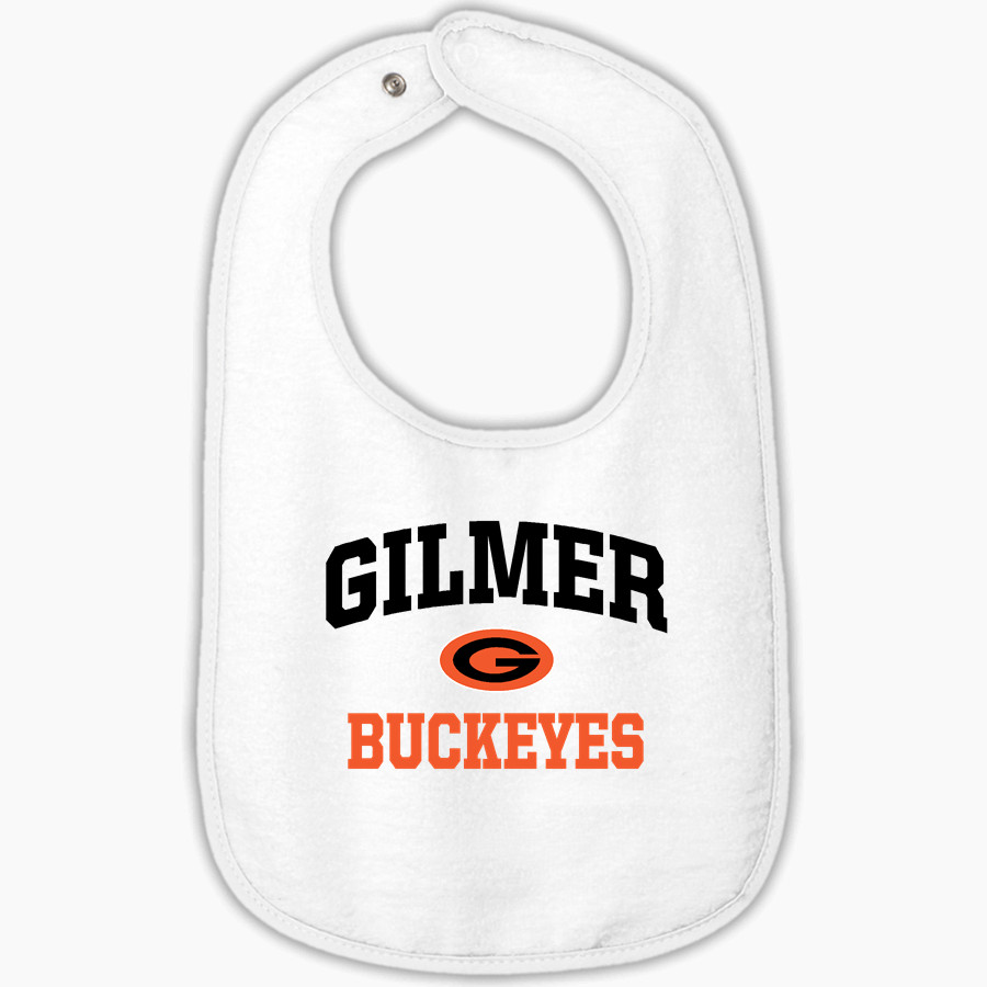 GILMER HIGH SCHOOL BUCKEYES <span class="pdp-name-mascot">GILMER BUCKEYES</span> Rabbit Skins Infant Contrast Trim Terry Bib
