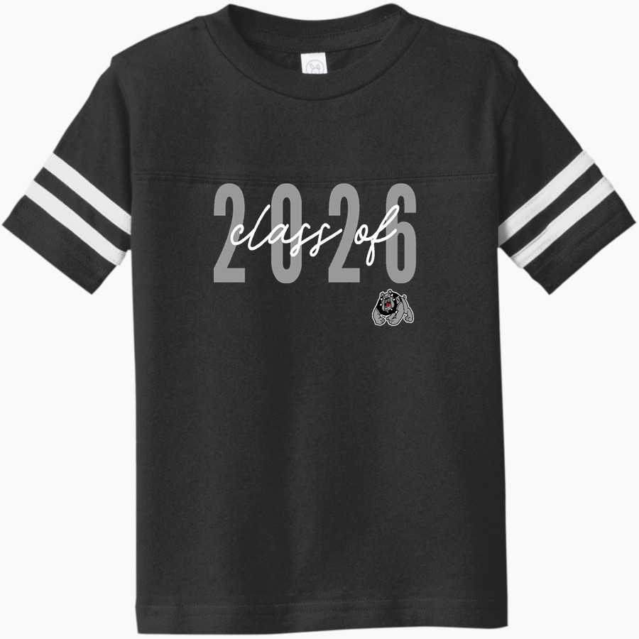 NIKISKI HIGH SCHOOL BULLDOGS <span class="pdp-name-mascot">NIKISKI BULLDOGS</span> Rabbit Skins Toddler Football Fine Jersey T-Shirt