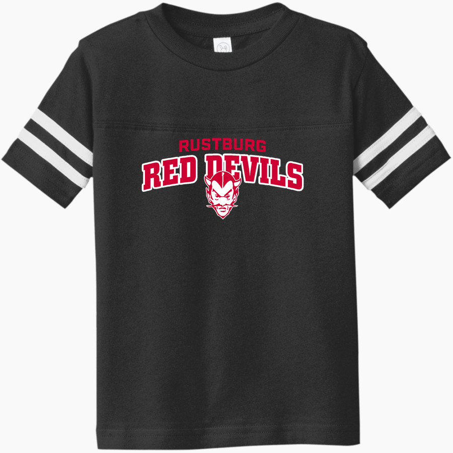 RUSTBURG HIGH SCHOOL RED DEVILS <span class="pdp-name-mascot">RUSTBURG RED DEVILS</span> Rabbit Skins Toddler Football Fine Jersey T-Shirt