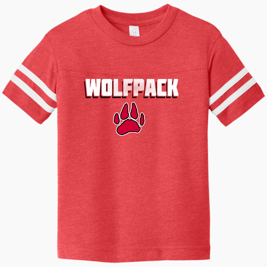 LAINGSBURG HIGH SCHOOL WOLFPACK Rabbit Skins Toddler Football Fine Jersey T-Shirt