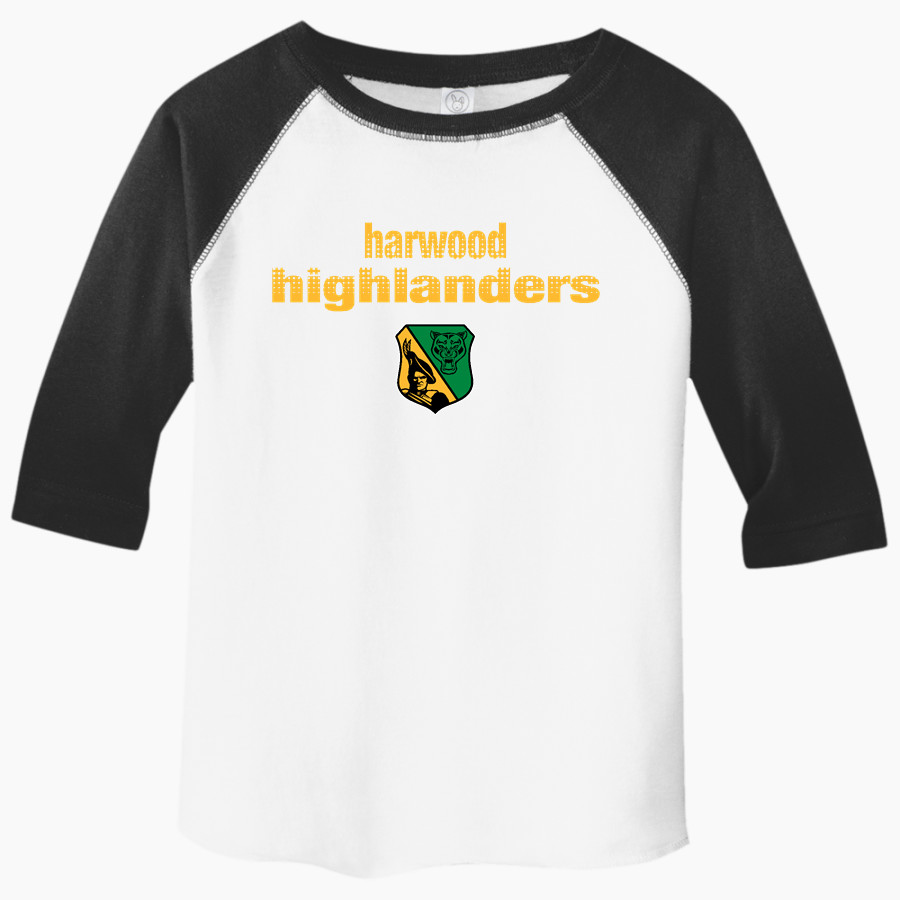 HARWOOD UNION HIGH SCHOOL HIGHLANDERS Rabbit Skins Toddler Baseball Fine Jersey T-Shirt