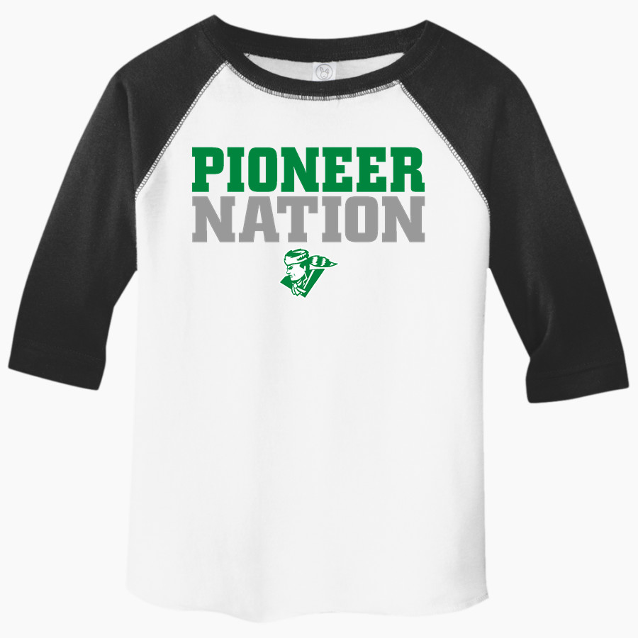 HAPPY HILL FARM ACADEMY PIONEERS <span class="pdp-name-mascot">HAPPY HILL FARM ACADEMY PIONEERS</span> Rabbit Skins Toddler Baseball Fine Jersey T-Shirt