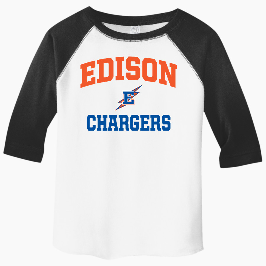 EDISON HIGH SCHOOL CHARGERS <span class="pdp-name-mascot">EDISON CHARGERS</span> Rabbit Skins Toddler Baseball Fine Jersey T-Shirt