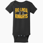 RIO LINDA HIGH SCHOOL KNIGHTS <span class="pdp-name-mascot">RIO LINDA KNIGHTS</span> Rabbit Skins Infant Short Sleeve Baby Rib Onesie Front Thumbnail