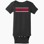 Jamesville DeWitt Red Rams <span class="pdp-name-mascot">Jamesville DeWitt Red Rams or JD Red Rams</span> Rabbit Skins Infant Short Sleeve Baby Rib Onesie Front Thumbnail