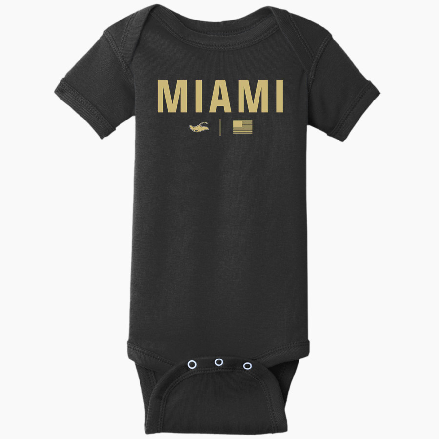 MIAMI SENIOR HIGH SCHOOL STINGAREES Rabbit Skins Infant Short Sleeve Baby Rib Onesie