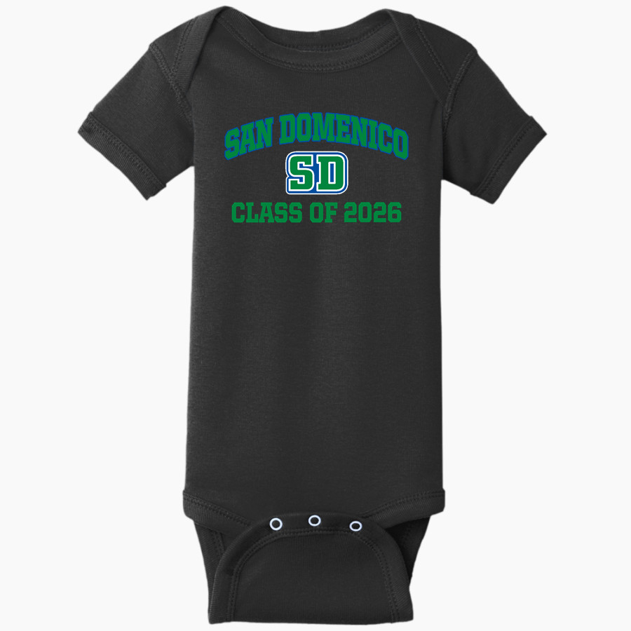 San Domenico Panthers <span class="pdp-name-mascot">San Domenico Panthers</span> Rabbit Skins Infant Short Sleeve Baby Rib Onesie