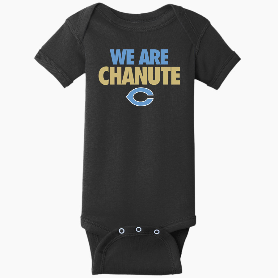 CHANUTE HIGH SCHOOL COMETS Rabbit Skins Infant Short Sleeve Baby Rib Onesie