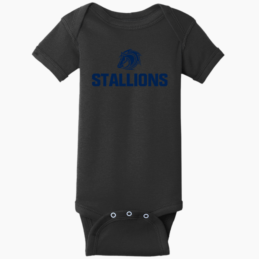 Godley Station Stallions Rabbit Skins Infant Short Sleeve Baby Rib Onesie