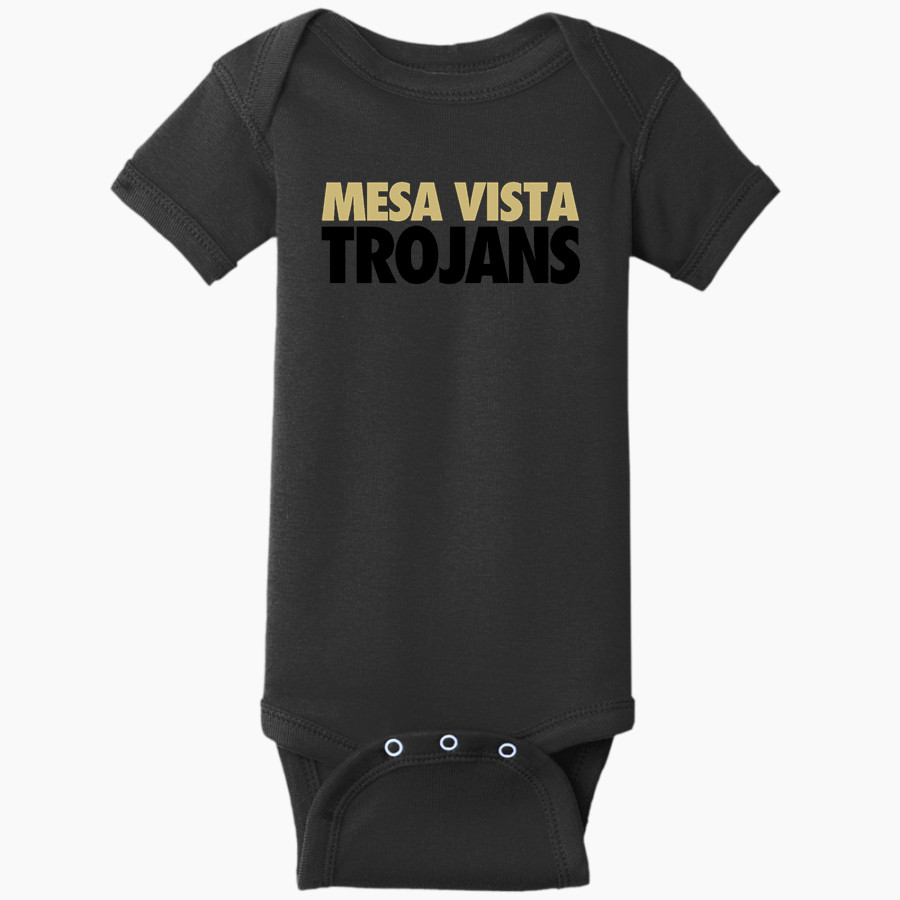 MESA VISTA HIGH SCHOOL TROJANS Rabbit Skins Infant Short Sleeve Baby Rib Onesie