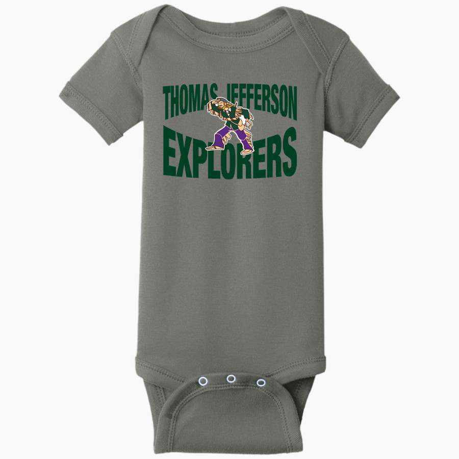 Thomas Jefferson Explorers <span class="pdp-name-mascot">Thomas Jefferson Explorers</span> Rabbit Skins Infant Short Sleeve Baby Rib Onesie