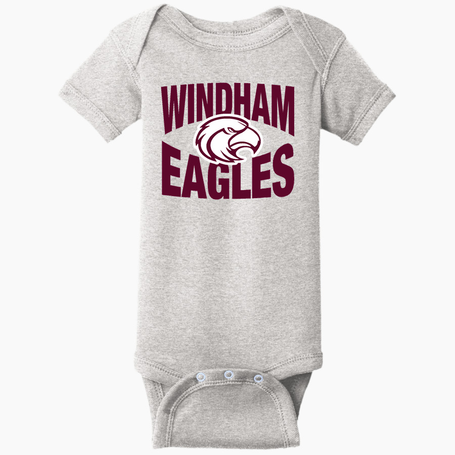 WINDHAM HIGH SCHOOL EAGLES <span class="pdp-name-mascot">WINDHAM EAGLES</span> Rabbit Skins Infant Short Sleeve Baby Rib Onesie