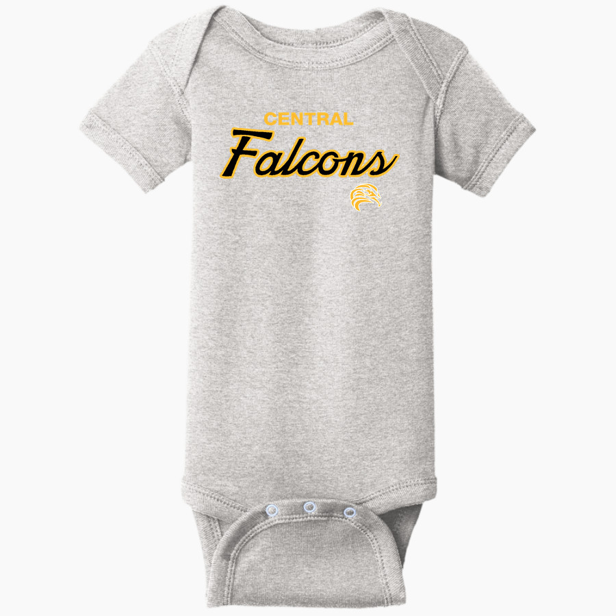 CENTRAL TECH SCHOOL FALCONS <span class="pdp-name-mascot">CENTRAL FALCONS</span> Rabbit Skins Infant Short Sleeve Baby Rib Onesie