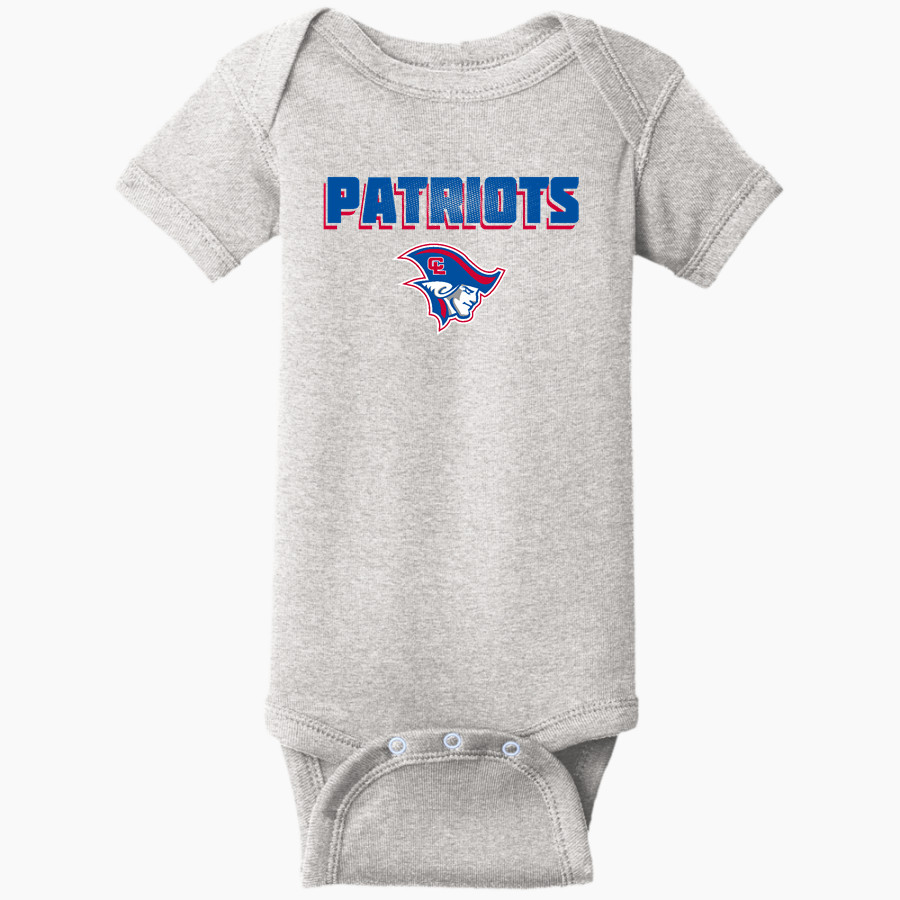 Clarkson-Leigh Patriots Rabbit Skins Infant Short Sleeve Baby Rib Onesie