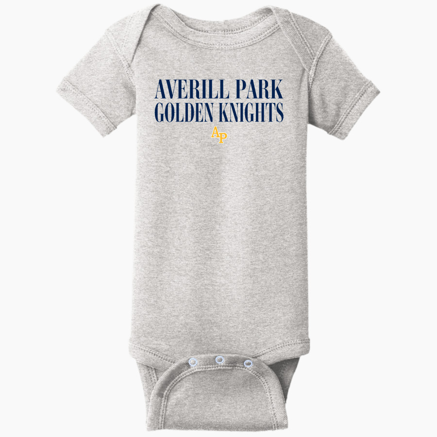 Averill Park Golden Knights Rabbit Skins Infant Short Sleeve Baby Rib Onesie
