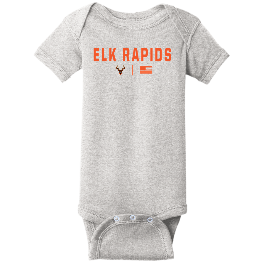 ELK RAPIDS HIGH SCHOOL ELKS <span class="pdp-name-mascot">ELK RAPIDS ELKS</span> Rabbit Skins Infant Short Sleeve Baby Rib Onesie