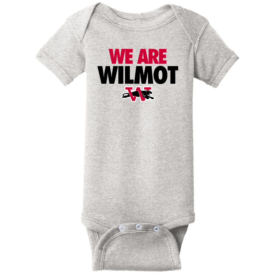 WILMOT UNION HIGH SCHOOL PANTHERS <span class="pdp-name-mascot">WILMOT PANTHERS</span> Rabbit Skins Infant Short Sleeve Baby Rib Onesie
