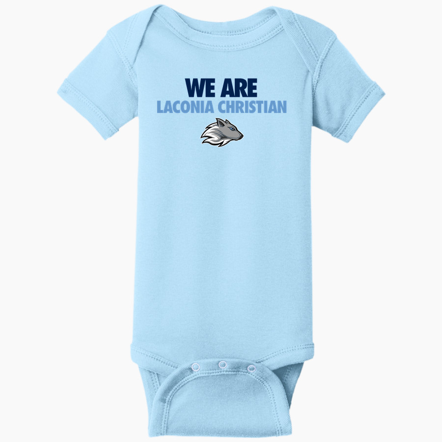 Laconia Christian Academy Timberwolves Rabbit Skins Infant Short Sleeve Baby Rib Onesie