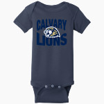 Calvary Lions Rabbit Skins Infant Short Sleeve Baby Rib Onesie Front Thumbnail