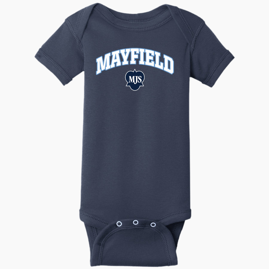 Mayfield Junior School Mustangs Online Store Rabbit Skins Infant Short Sleeve Baby Rib Onesie