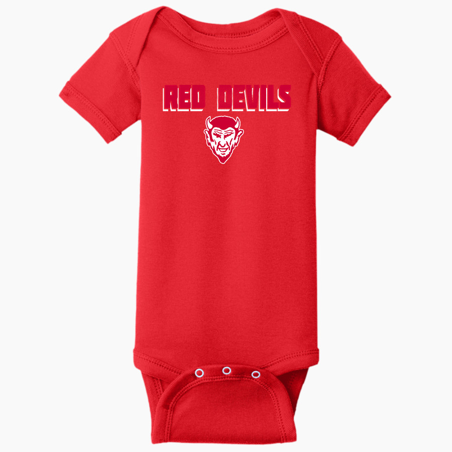LINCOLN COUNTY HIGH SCHOOL RED DEVILS <span class="pdp-name-mascot">LINCOLN COUNTY RED DEVILS</span> Rabbit Skins Infant Short Sleeve Baby Rib Onesie