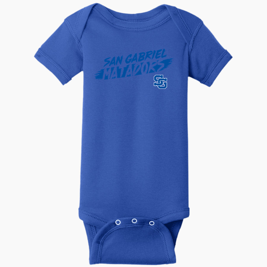 SAN GABRIEL HIGH SCHOOL MATADORS <span class="pdp-name-mascot">SAN GABRIEL MATADORS</span> Rabbit Skins Infant Short Sleeve Baby Rib Onesie