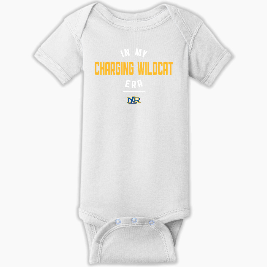 NORTH LITTLE ROCK HIGH SCHOOL CHARGING WILDCATS Rabbit Skins Infant Short Sleeve Baby Rib Onesie