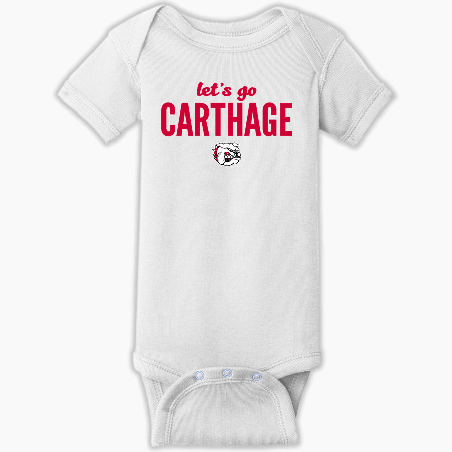 CARTHAGE HIGH SCHOOL BULLDOGS Rabbit Skins Infant Short Sleeve Baby Rib Onesie
