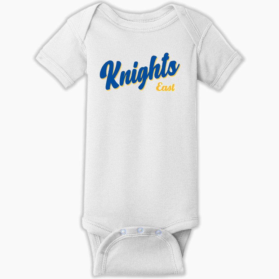 EAST NOBLE HIGH SCHOOL KNIGHTS <span class="pdp-name-mascot">EAST NOBLE KNIGHTS</span> Rabbit Skins Infant Short Sleeve Baby Rib Onesie