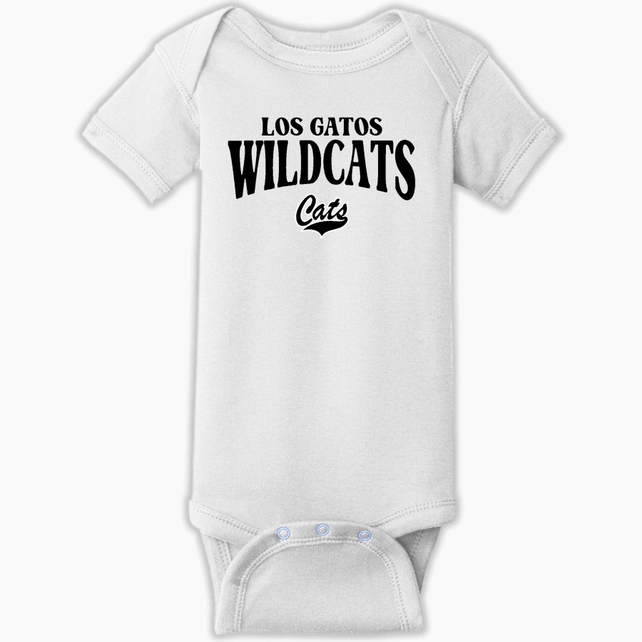 LOS GATOS HIGH SCHOOL WILDCATS <span class="pdp-name-mascot">LOS GATOS WILDCATS</span> Rabbit Skins Infant Short Sleeve Baby Rib Onesie