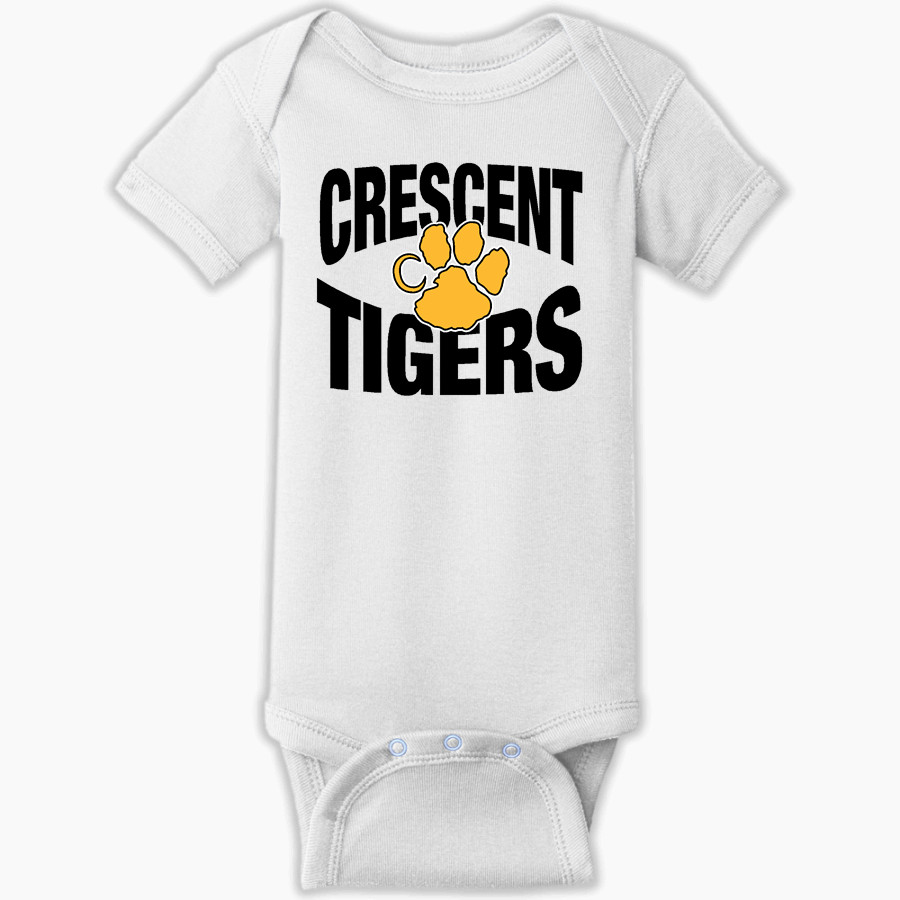 CRESCENT HIGH SCHOOL Tigers official sideline store Rabbit Skins Infant Short Sleeve Baby Rib Onesie