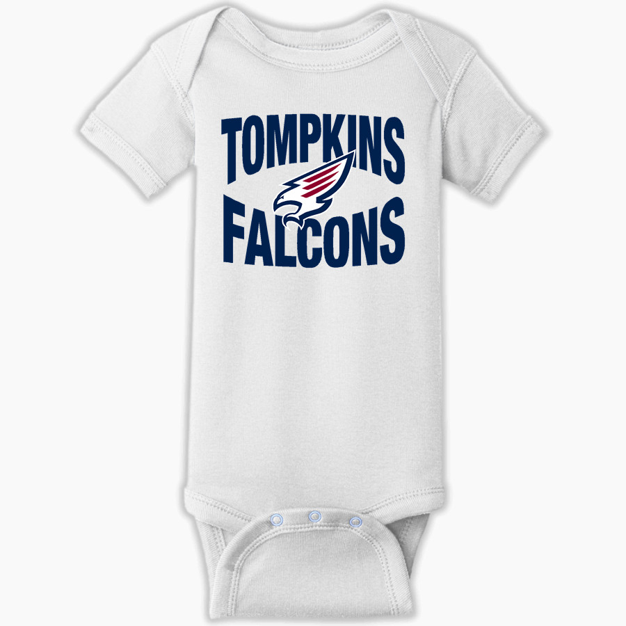 OBRA D TOMPKINS FALCONS Rabbit Skins Infant Short Sleeve Baby Rib Onesie