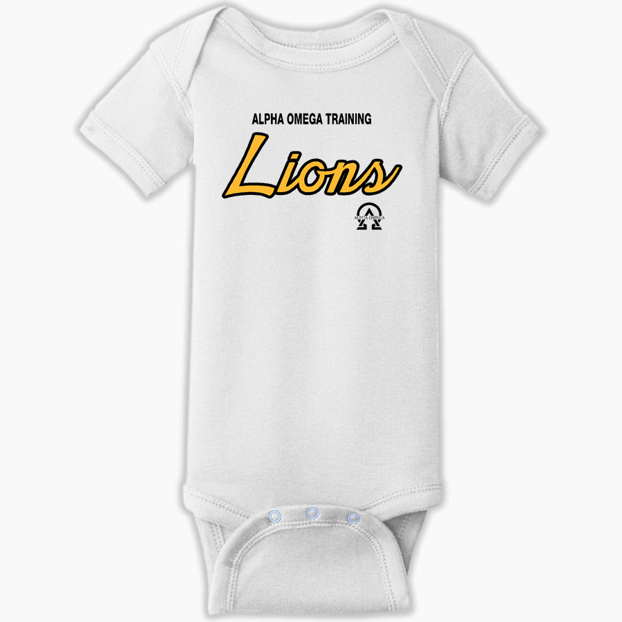 Alpha Omega Training Lions Rabbit Skins Infant Short Sleeve Baby Rib Onesie